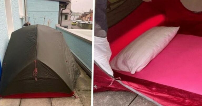 Renda extra polêmica: mulher coloca barraca na varanda de seu apartamento e cobra aluguel de quase R$ 3 mil