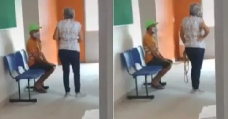 Vídeo: Mulher leva marido ‘antivacina’ amarrado para ser imunizado e viraliza na web