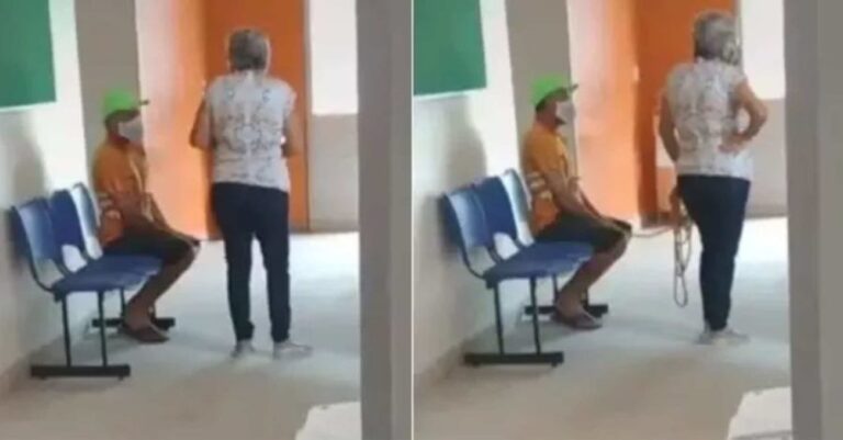 Vídeo: Mulher leva marido antivacina amarrado para se vacinar contra a convid-19