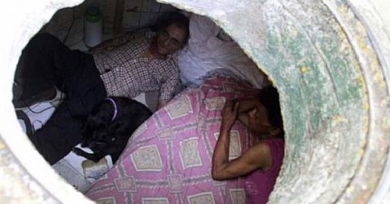 Esse casal mora no esgoto há mais de 20 anos; as fotos do lugar são inacreditáveis