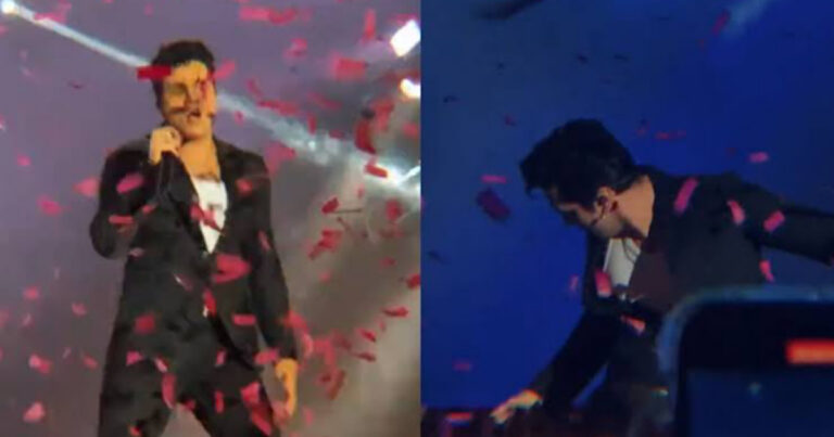 Vídeo: Luan Santana se desequilibra e leva tombo durante show em SP