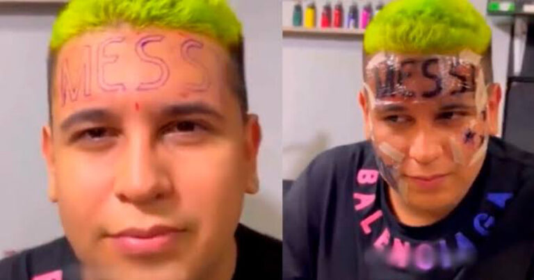 Vídeo: Fã tatua ‘Messi’ na testa; arte chega às bochechas
