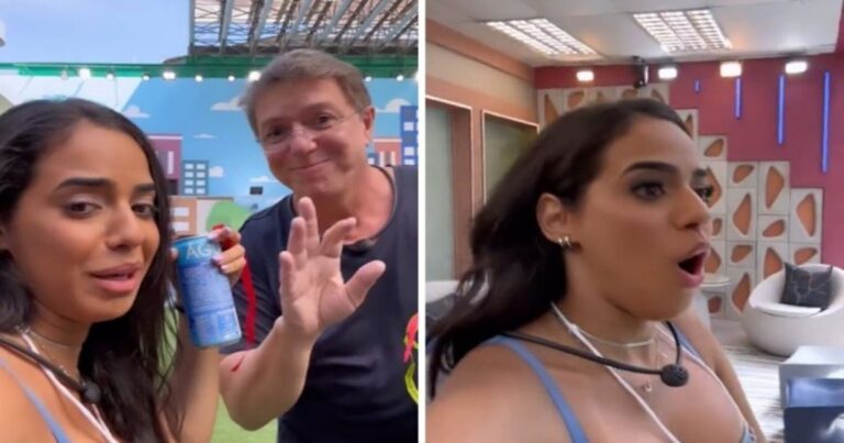 Mirella, uma das Gêmeas Lacração, entra na casa do BBB23, faz pedido a Boninho e ele responde: ‘Boto’