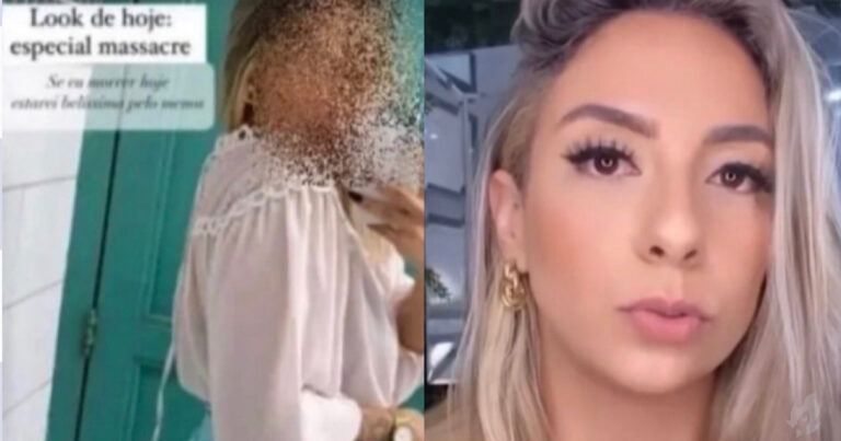 Professora se defende após publicação polêmica usando look para ‘massacre’ em escola