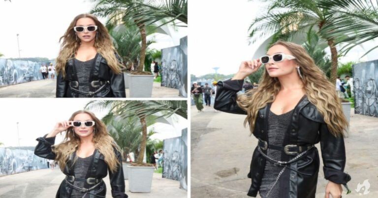 Carla Diaz chama atenção com look estiloso para curtir o The Town