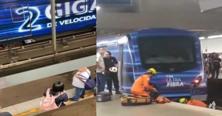 Vídeo: Homem é resgatado após cair em trilhos do Metrô