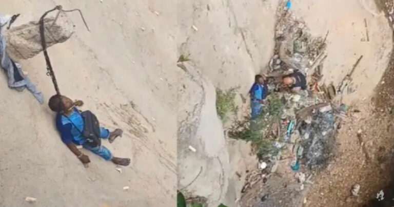 Vídeo: olheiro do tráfico em BH fica pendurado pelo pescoço em barranco e é salvo pela PM