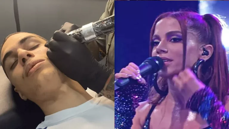 Tiktoker tatua frase obscena sobre Anitta no rosto