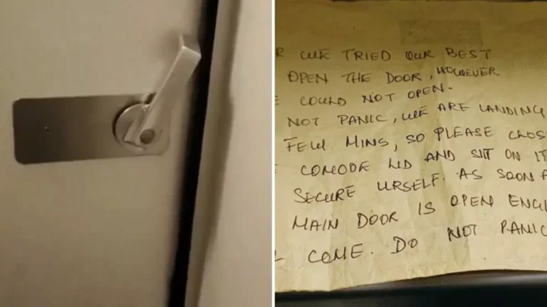 Passageiro fica trancafiado em banheiro de avião e recebe bilhete de tripulante: “Pânico”