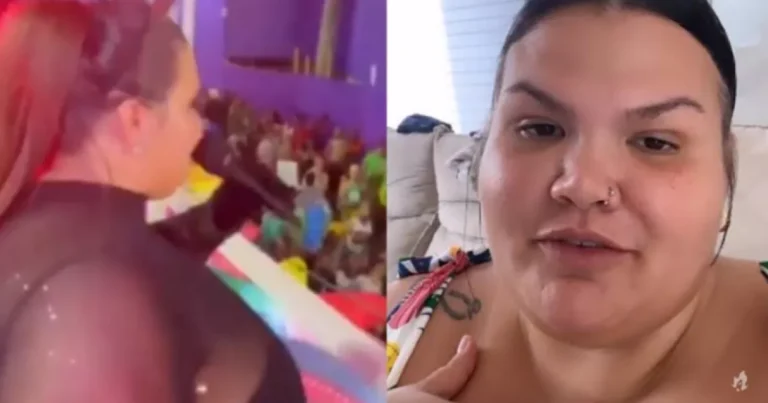 Thais Carla é ignorada pelas pessoas em apresentação no trio elétrico