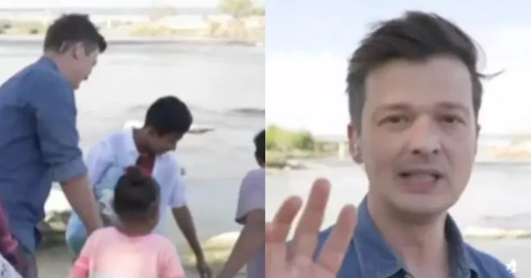 Repórter da Globo tem atitude dramática ao flagrar imigrantes na divisa dos EUA