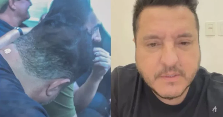 Sertanejo Bruno esconde o rosto ao ir em uma delegacia em SP