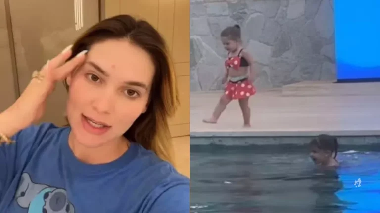 Virginia passa perrengue com a filha na piscina de nova mansão: “Eu surtei”
