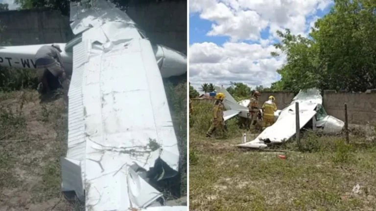 Avião de pequeno porte cai e deixa feridos em Campina Grande