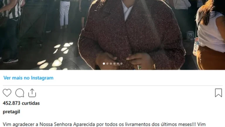 Preta Gil era devota de Nossa Senhora e visitou Aparecida diversas vezes: nossa Mãezinha