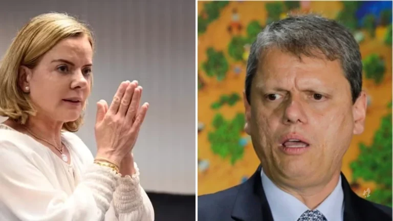 Gleisi não perdoa e rebate críticas de Tarcísio feito a Lula: ‘Brasil não aguenta mais’