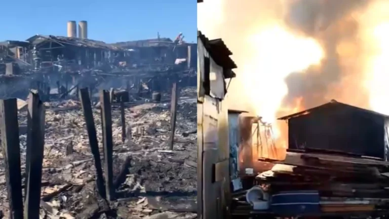 Incêndio atinge comunidade em Santos (SP); mulher morreu carbonizada