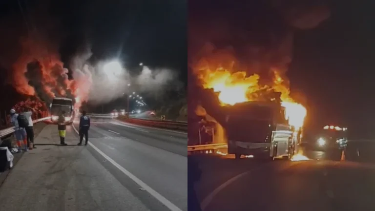 Vídeo: ônibus com torcedores do Cruzeiro pega fogo após jogo em MG