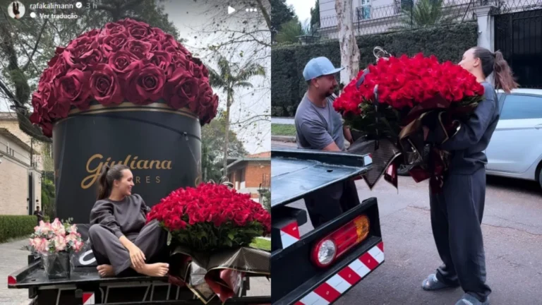 Rafa Kalimann recebe caminhão com flores de Nattan: “Sua intensidade”