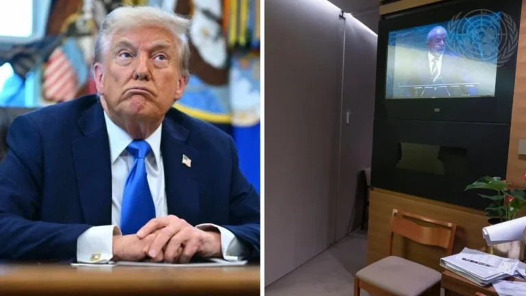 ONU compartilha foto de Donald Trump assistindo ao discurso de Lula