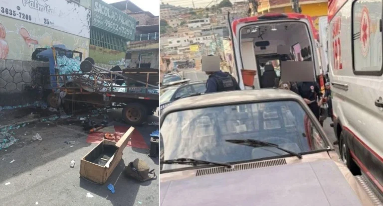 Homem sobrevive após caminhão perder freio e morre após ambulância bater
