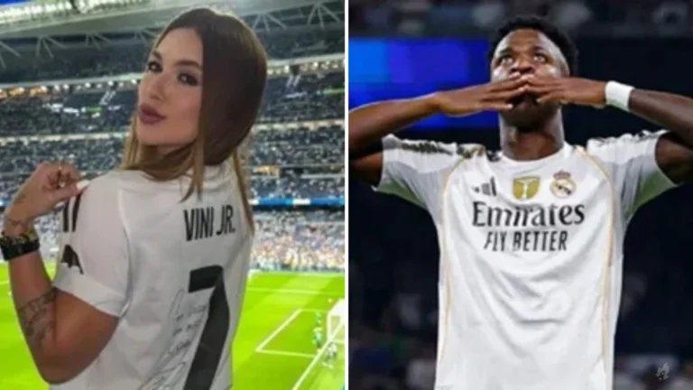 Com Virginia Fonseca no estádio, Vini Jr. faz dois gols e manda beijo para influencer