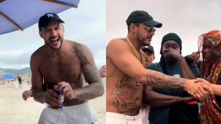 Após internação na UTI, Hungria surge na praia e chama atenção