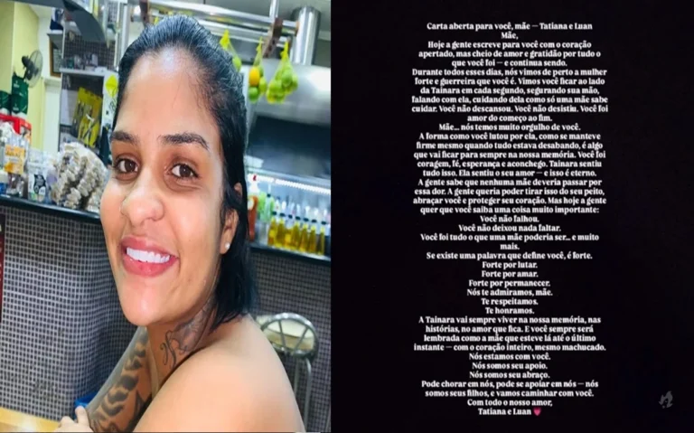 Após morte de Tainara, filhos rompem o silêncio com carta forte e emocionante