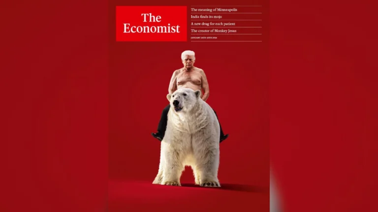 The Economist publica Trump sem camisa montado em urso polar como capa
