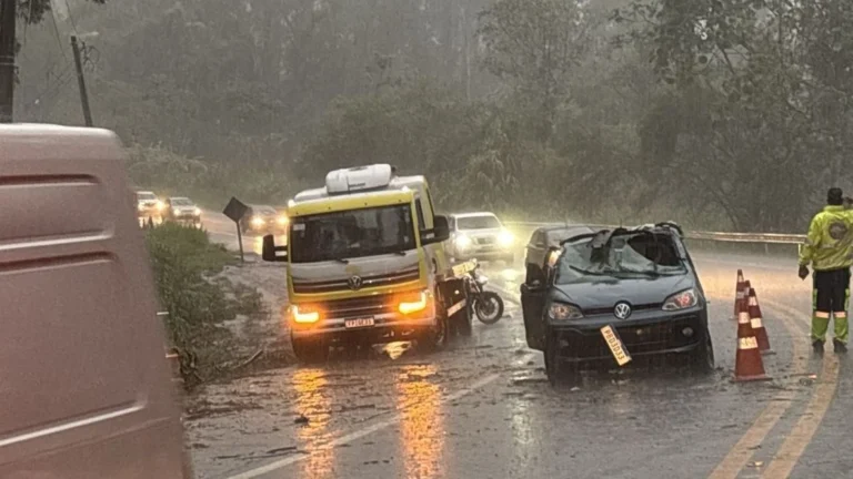Mulher morre após carro ser atingido por árvore durante chuvas em Taubaté