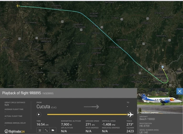 Avião cai com 15 pessoas a bordo na Colômbia; todos os ocupantes morreram