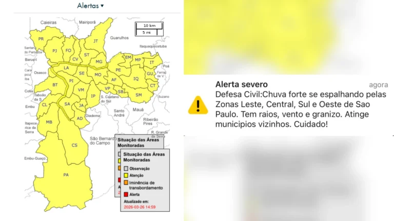 SP: Defesa Civil emite alerta severo para chuva forte nesta quinta (26)