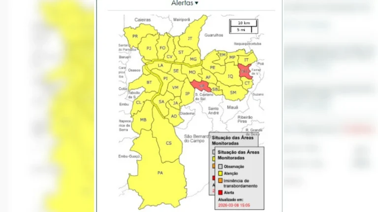 Defesa Civil emite alerta para chuva forte em São Paulo neste domingo (8)