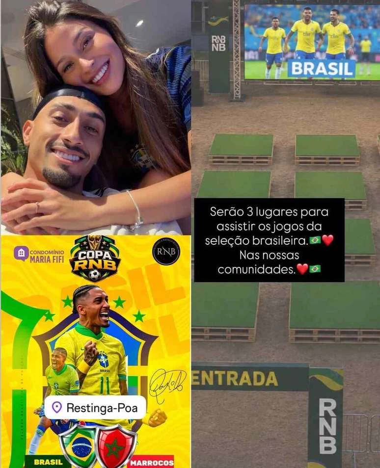 Raphinha e esposa levam transmissão da Copa para comunidades onde cresceram