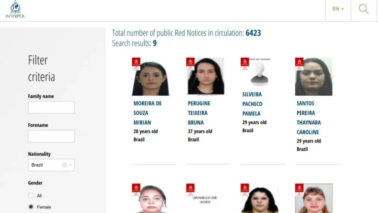 Cresce número de brasileiras na lista vermelha da Interpol