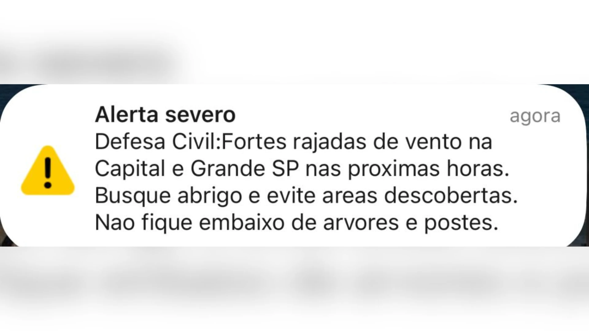 Defesa Civil emite alerta severo para ventos na capital e Grande São Paulo