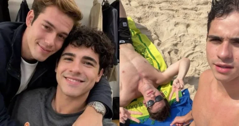 Atores curtem praia em meio a torcida por casal em “Quem Ama Cuida”