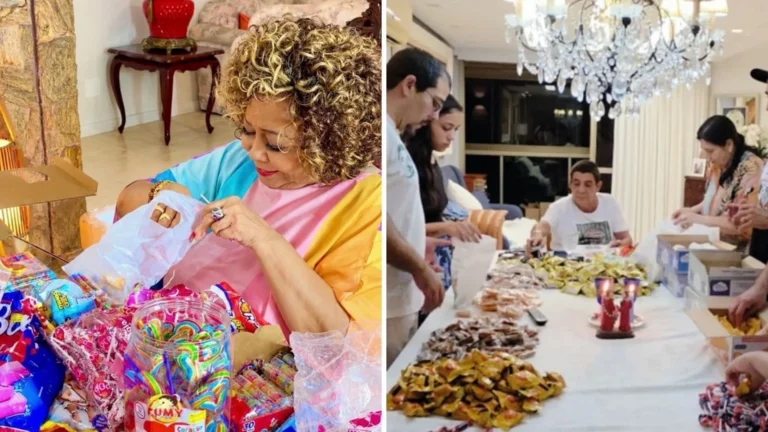 Famosos distribuem doces em dia de Cosme e Damião; veja