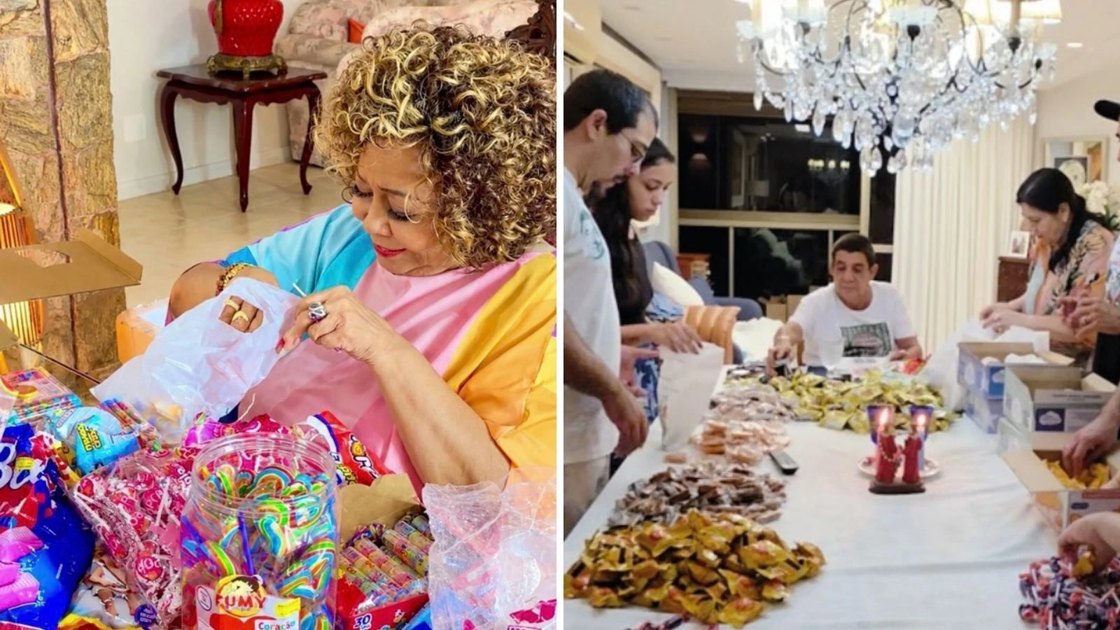 Famosos distribuem doces em dia de Cosme e Damião; veja