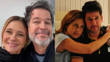 Murilo Benício e Adriana Esteves comemoram volta de 