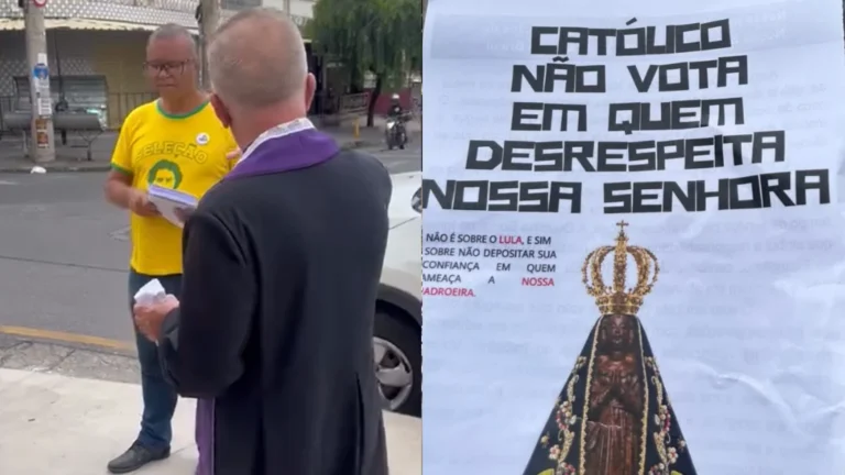 Padre repreende homem que distribuía panfletos políticos em igreja de MG